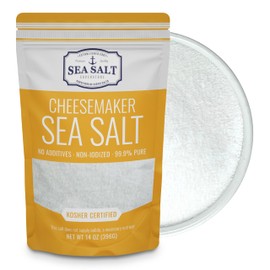 Cheese Sea Salt, Fine Grain Salt for Homemade Cheese Making, Non-Iodized, No Additives, Kosher (14 oz Bag) - Sea Salt Superstore