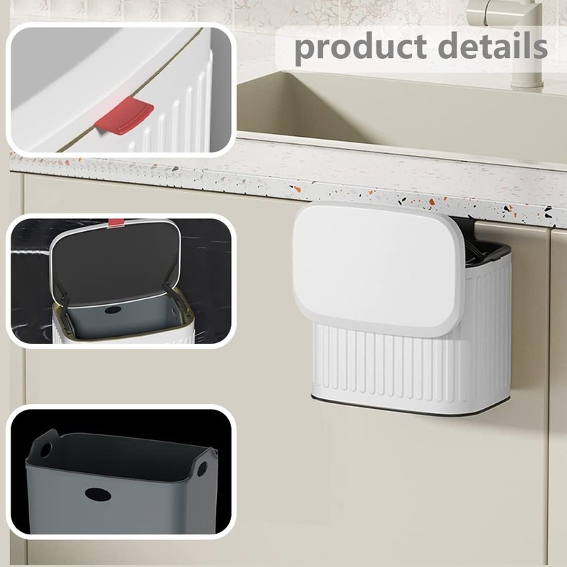 Hanging Trash Can with Lid, Stainless Steel Countertop Compost Bin