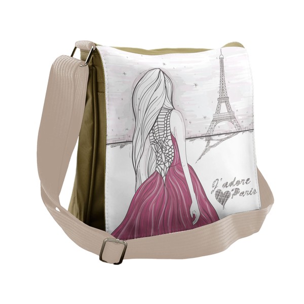 Lunarable Paris Messenger Bag, Woman Looks at Eiffel Tower, Unisex