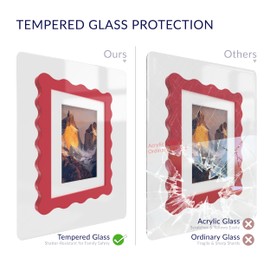 SZYUU 8x10 Wavy Picture Frame with Mat for 5x7, Real Glass and Wooden​ Frame - Tabletop or Wall Hanging Photo Frame(1 Pack, Red)