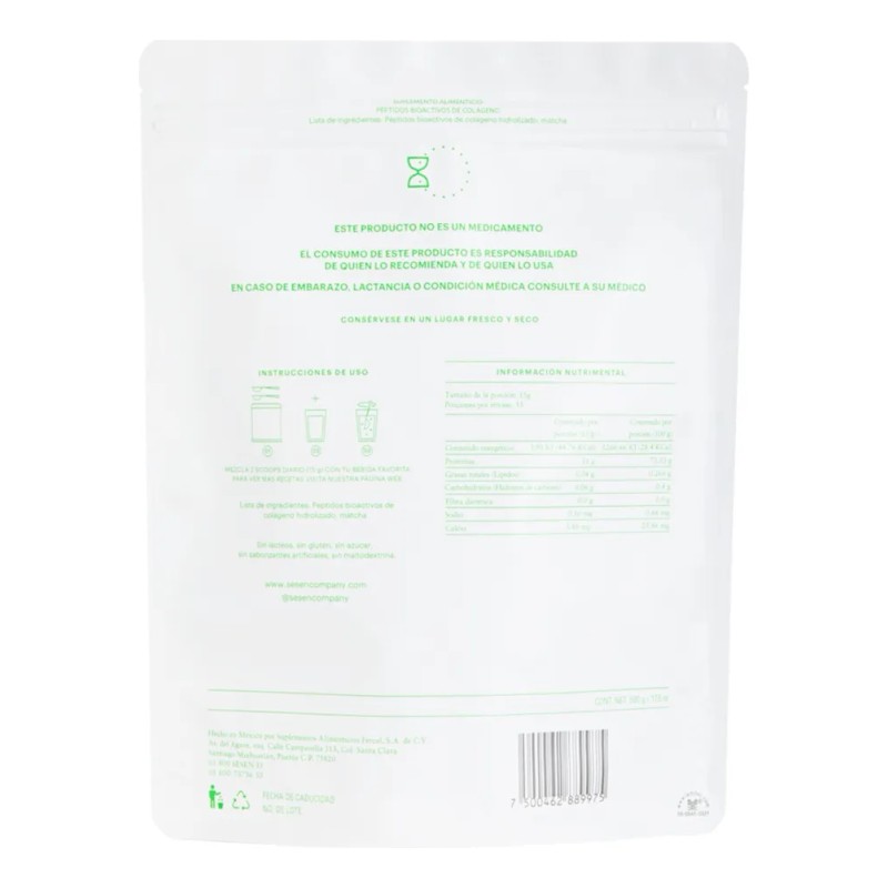 Sesen Matcha Péptidos Bioactivos Colágeno Hidrolizado 500g
