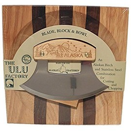 Ulu Factory Alaska Ulu Birch Walnut Stripe Wood Chopping Bowl-board Mountain Dipper Design Handle (1)