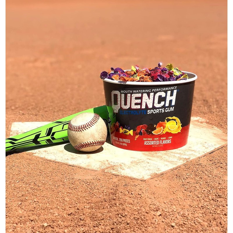 Quench Gum Variety Bucket, Electrolytes Chewing Gum for Athletes and