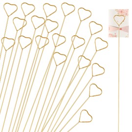 ADLABLD 20Pcs Picture Holders for Centerpieces, Heart Floral Place Card Holder Gift Card Holder Picks for Flower Bouquet Wedding Party Birthday