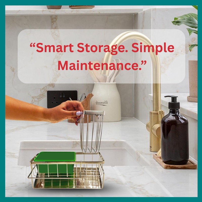 Big Kitchen Sponge Holder for Kitchen Sink, Self-Draining Sink Caddy