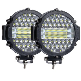 7 Inch Round Led Light Pod, 2 Pcs 201W Round Led Offroad Light Bar Off road Auxiliary Driving Lights Round Pod Lights for Pickup Trucks Snowmobile Tractor RV ATV UTV 4X4, Black