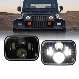 USR 87-95 Wrangler YJ 7x6 H6054 LED Sealed Beam Projector Headlight Low/High Beam Black H6052 Headlamp Assembly (Pair) Compatible with 1987-1995 Jeep Wrangler YJ Laredo Islander Sahara S SE Rio Grande