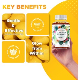 Vitamatic Hydrolyzed Collagen Gummies with Vitamin C, Zinc and Biotin, 200 mg - Healthy Skin Support - 240 Gummies