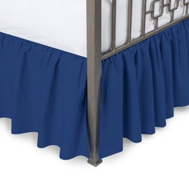 Comfort Beddings 800TC Hotel Quality Pure Cotton Dust Ruffle Bed Skirt 20" Drop Length Cotton (Queen - 20" Drop, Nevy Blue)