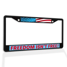 Fastasticdeals Metal Insert License Plate Frame Freedom Isn't Free! Weatherproof Car Accessories Black 2 Holes Solid Insert