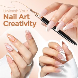 UNA GELLA Nail Art Brushes Liner Pens Metallic Set 5Pcs Black Color For Nail Art Gel Polish - Thin Detail Nail Art Design Painting Brush Set For Nails Gel Fine Drawing Nail Tools Sizes 7/9/11/15/20mm