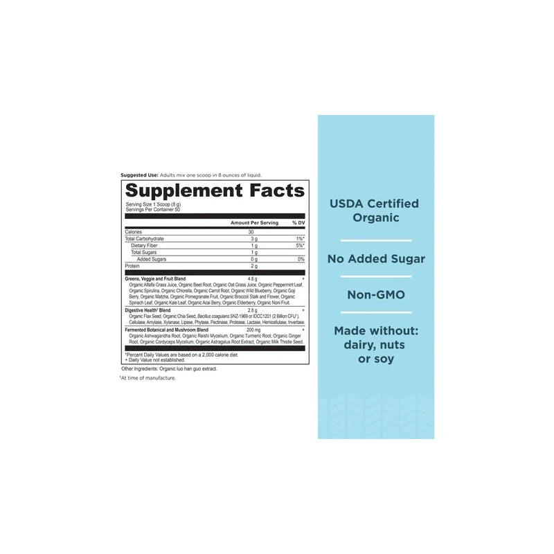Ancient Nutrition Super Greens Polvo Orgánico 100 Porciones
