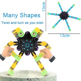 BSITSSS Pack of 4 Fingertip Spin Top Toy, Robot Fidget Toys, Fidget Spinner, DIY Transformable Spinner Toy, Stress Relief Spinner Toy for Children, Adults, Creative Finger Spinner