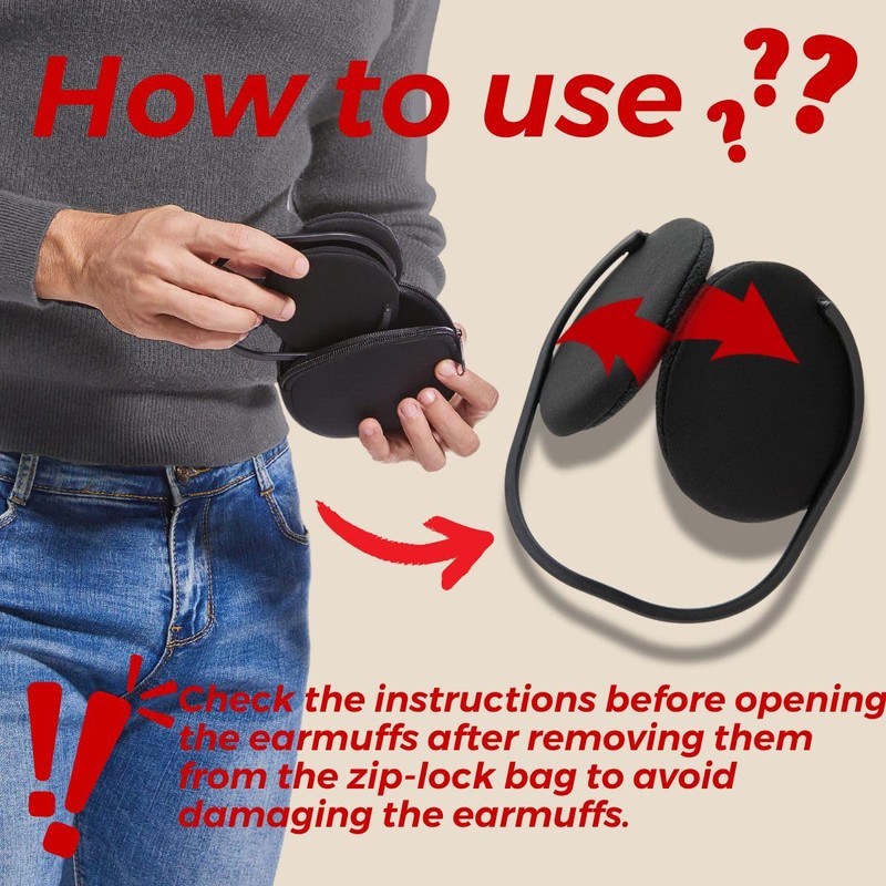 Zeltauto Compact Ear Warmer-Lightweight Ear Muffer for Men & Women