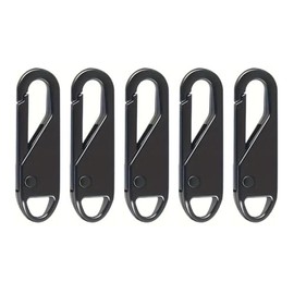 5pcs Black Metal Zipper Pulls Durable Replacement Zipper Tabs for Luggage Backpacks Jackets Suitcases Bags - Easy-to-Use Zipper Repair Fixer Stylish and Reliable Design for Everyday Use and Travel