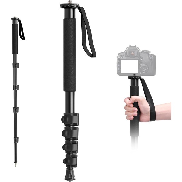 KLIOMAX 62" Inch Monopod with Integrated Safety Strap and 4