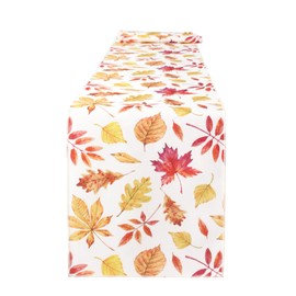 OWENIE Fall Table Runner for Kitchen Dining Table, Thanksgiving Autumn Printed Harvest Pumpkins Maple Leaves Textured Fabric Halloween Holiday Home Decorations, Water-Proof, Washable, 13" W x 60" L