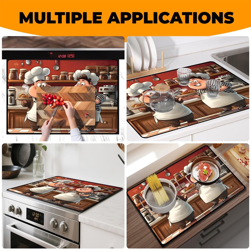 BSFHH Heat-Resistant Glass Stove Top Cover with Anti-Slip Rubber Coating