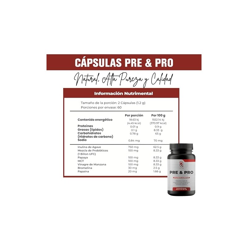 Naima Pre Pro Probióticos Prebióticos Enzimas Digestivas 120 Cápsulas 100