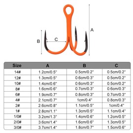 Treble Hooks for Fishing, Pack of 10 Treble Fishing Hooks Carbon Steel with Barb Design for Freshwater and Saltwater