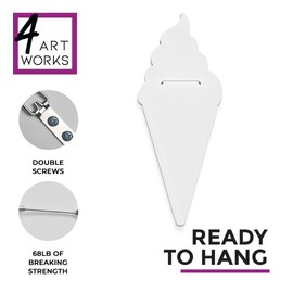 4ArtWorks - Acrylic Ice Cream Cone Strawberry Wall Art - Ready to Hang Wall Mirror Decoration for Bedrooms, Nursery Room, Dorms, Baby Playroom Accent Mirror - Hand Assembled & Made in The USA