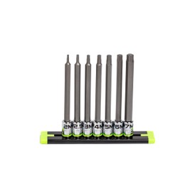 GRIPEDGE HEX Bit Socket Set |7-PC - 1/4'' Drive Long Metric RPT Hex Driver Set | Sizes 2MM - 7MM | Made With S2 Steel | Includes Premium Aluminum Storage Rail |