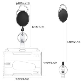 GGTTNRT Pack of 4 Card Holder ID Card Case Retractable Key Ring Card Case Hard Plastic Transparent ID Card Holder for Key Ring ID Card Holder