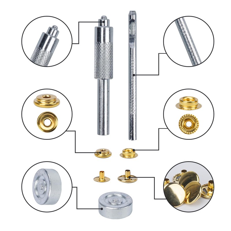 Luabue Press Stud Set Metal Press Studs Clothing Snaps Button