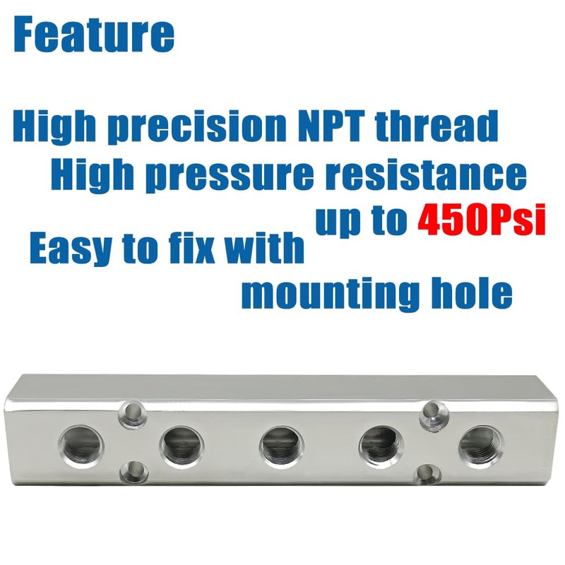 Qolekog Quality 5 Way 7 Port Air Manifold 1/2" NPT