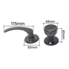 Aqbau® Door Handle with Door Knob Rotatable | Button Push | Door Knob | Complete Set Including Bolts and Screws (Black)