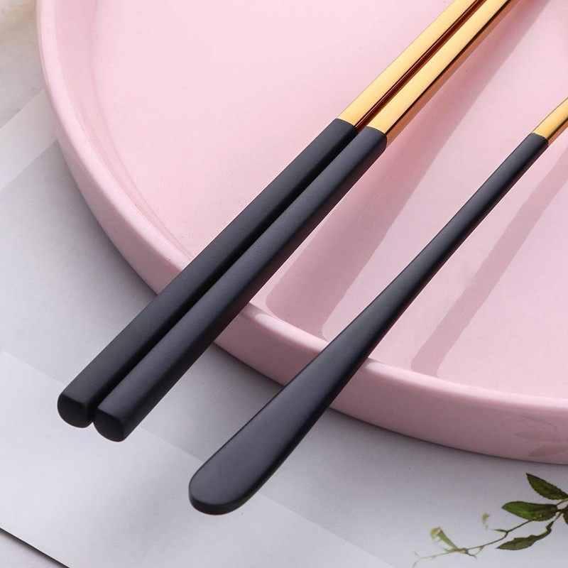 Reusable Korean Chopstick and Spoon Set, Long Handle Stainless Steel