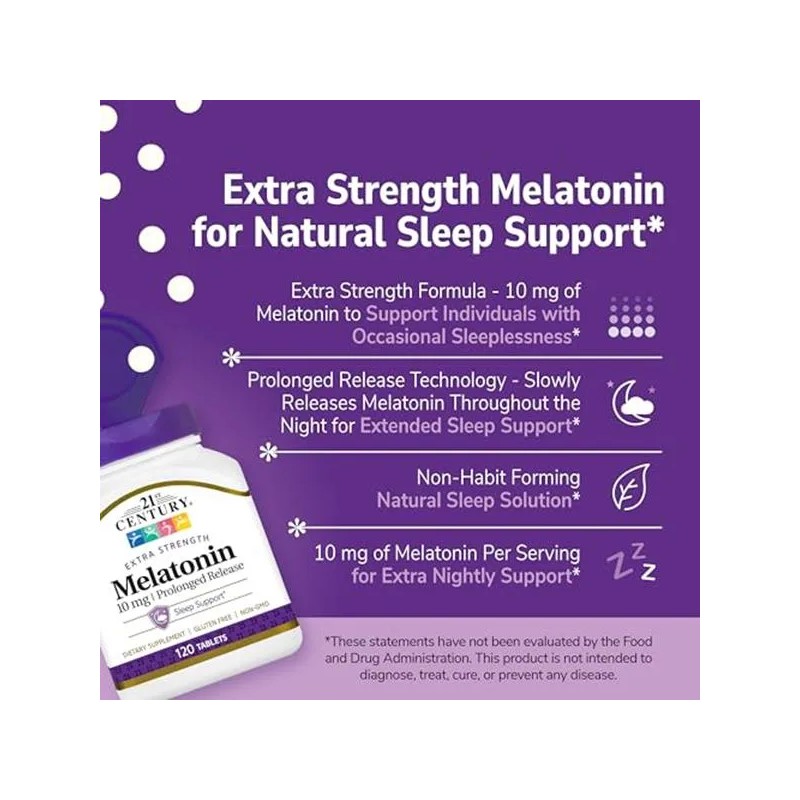 21st Century Melatonina 10 Mg Liberación Prolongada 120