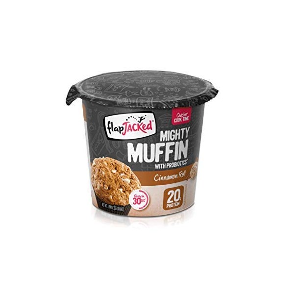 FlapJacked Mighty Muffins, Cinnamon Roll, 12 Pack | 20g Protein + Probiotics