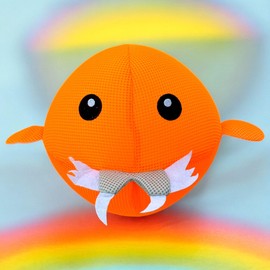 MIJOMA Happy Water Polo Fish, Fabric Cover, Springball Diameter 23 cm, Robust Polyester, Durable Water Toy for Games on Land and Water, Family Friendly (Orange/Orange)