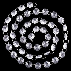 SOFPLATE 1 Box 6.56 Feet Crystal Beads Garland Strand Hanging Crystal Beads Strings 14mm Faceted Octagon Beaded Chain Chandelier Prisms Ornaments for Christmas Tree Wedding Party Decorations Gift