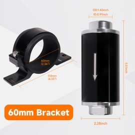 Inline Fuel Filter 30 Micron with 6AN 8AN 10AN Adapter Suitable for Filtering Gasoline Diesel and E85, Universal 60mm Bracket Clamp