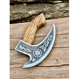 SHOHASS Pizza Cutter Axe Viking Pizza Axe Handmade Mini Pizza Axe Beautiful Handle with Premium Leather Cover