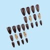 Fall Almond Fake Nails Medium Press on Nails Brown Acrylic