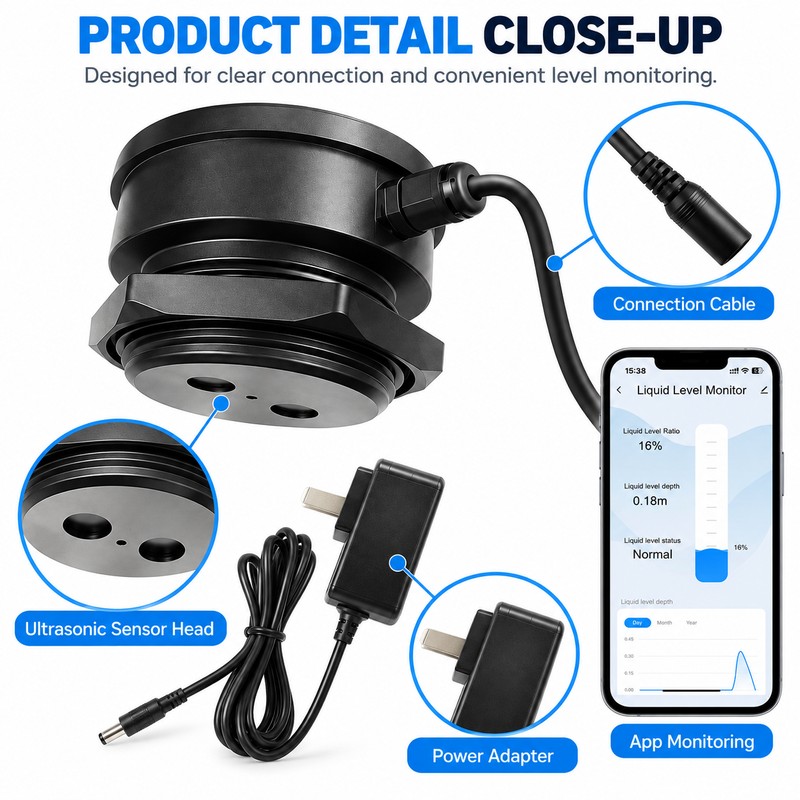 WiFi Ultrasonic Water Tank Level Sensor – Tuya Smart App