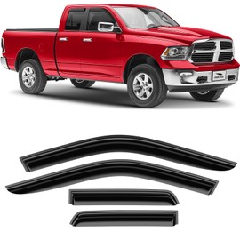 Voron Glass Tape-on Extra Durable Rain Guards for Ram 1500 Classic 2019-2025 Quad Cab, Window Deflectors, Vent Window Visors, 4 Pieces - 100268