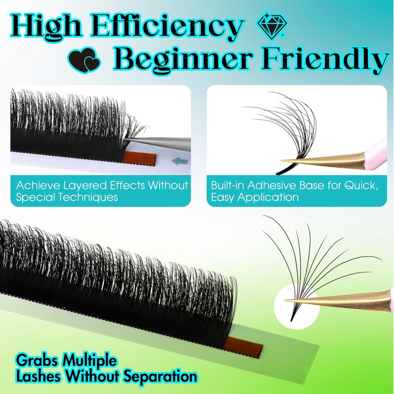 GEMERRY Three-Layer Volume Eyelashes, 0.05 Thickness D Curl, 9-13 mm,