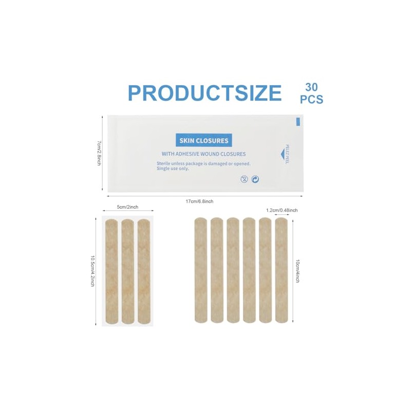 Skin Wound Closure Strips 30 Pcs Sterile Wounds Suture Closures