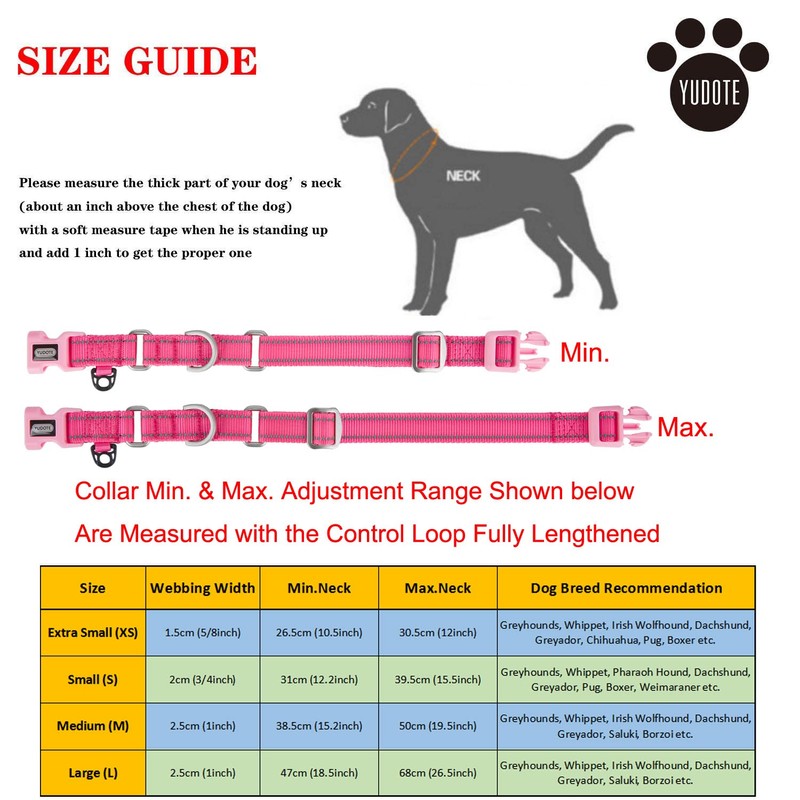 YUDOTE Reflective Martingale Dog Collars, Escape Proof Anti-Pull Training Collar