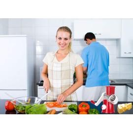 Manual Rotary Cheese Slicer Parmesan Cheese Grater for Food Vegetable Potato Carrot Nuts Grind with Cleaning Brush(red)