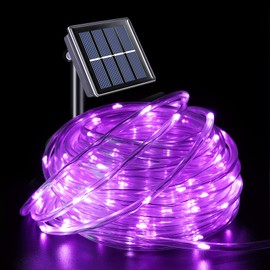 YEGUO Purple Solar Outdoor Lights Outdoor Waterproof LED, 72ft 200 LED Rope Lights Outdoor, PVC Tube Solar String Lights