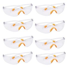 Exsbtay Pack of 8 Safety Glasses, Work Safety Glasses, Transparent Eye Protection Glasses, Protective Glasses for DIY, Grinding, Cycling, Laboratory, Anti-Dust/Scratch/Mist/Wind