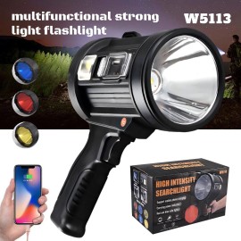 SHUONE57 Rechargeable Spotlight, Super Bright 90000LM Handheld Flashlight Led Spot Light
