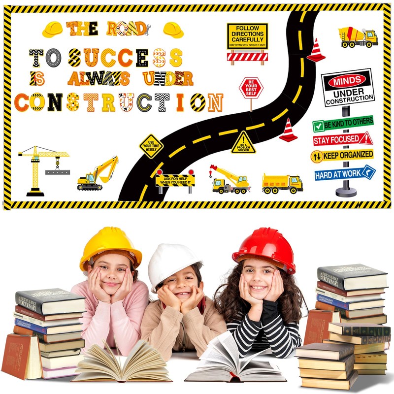 Honoson 71 Pcs Construction Bulletin Board Decorations Road to Success