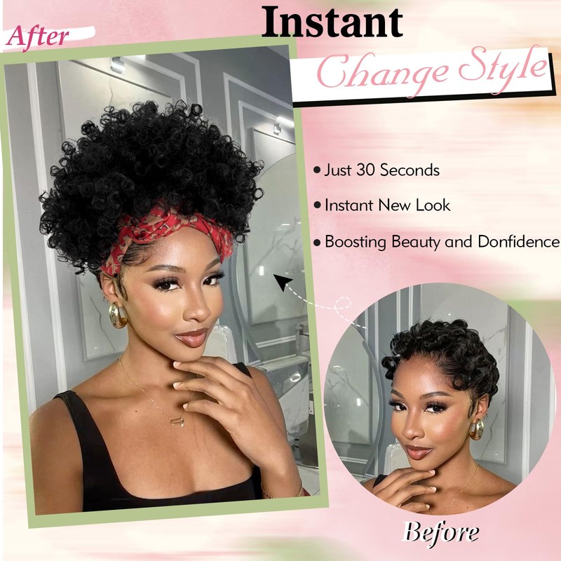 Mayouda Short Omber Grey Headband Wig for Black Women with