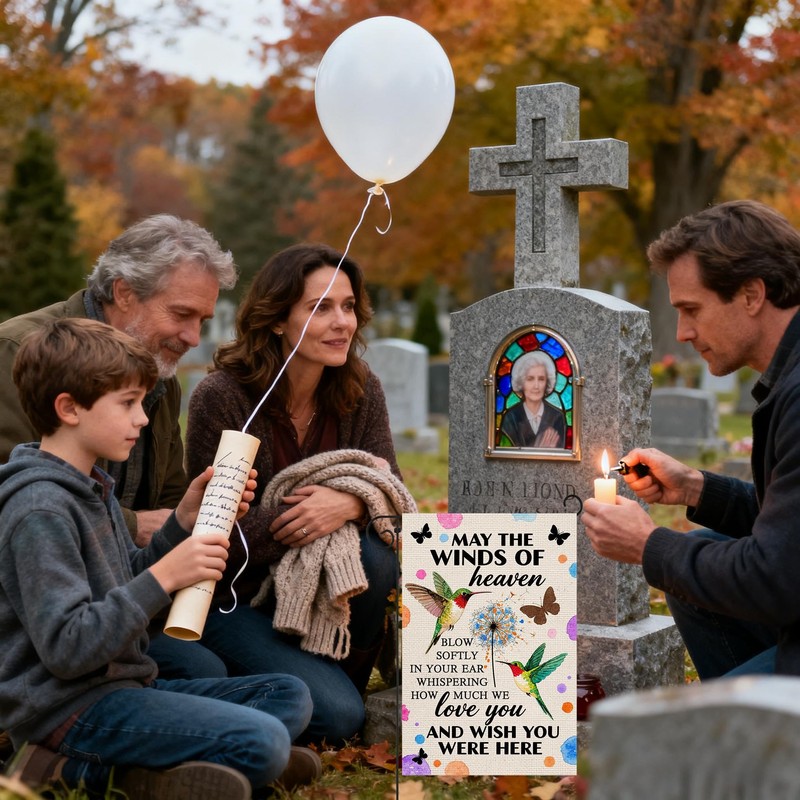 Memorial Garden Flag Remembrance Sympathy Decorations Flags for Outdoor Grave